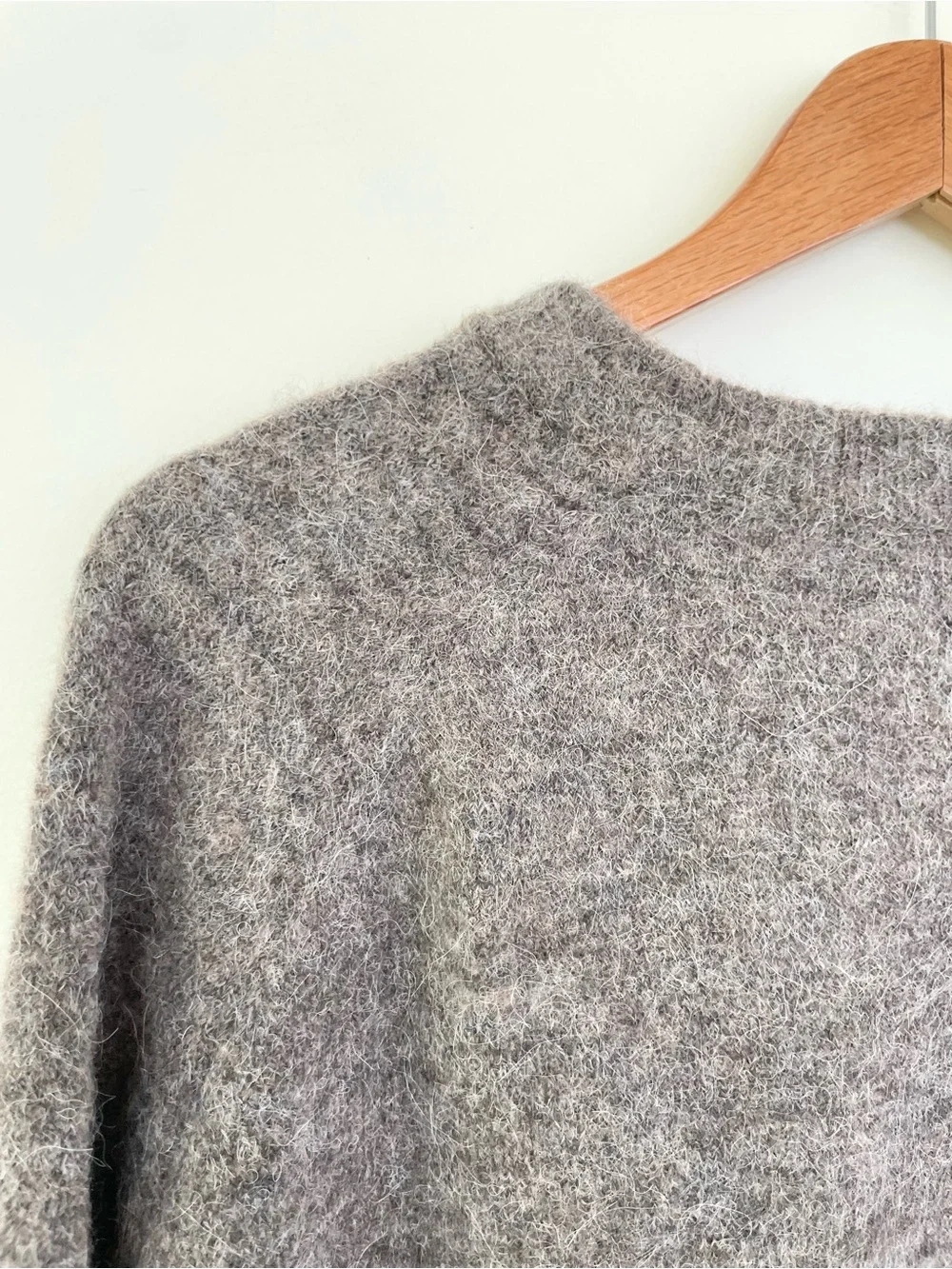 Zara Textured Wool Alpaca Blend Crew Neck Sweater Dark Brown XL Extra Large